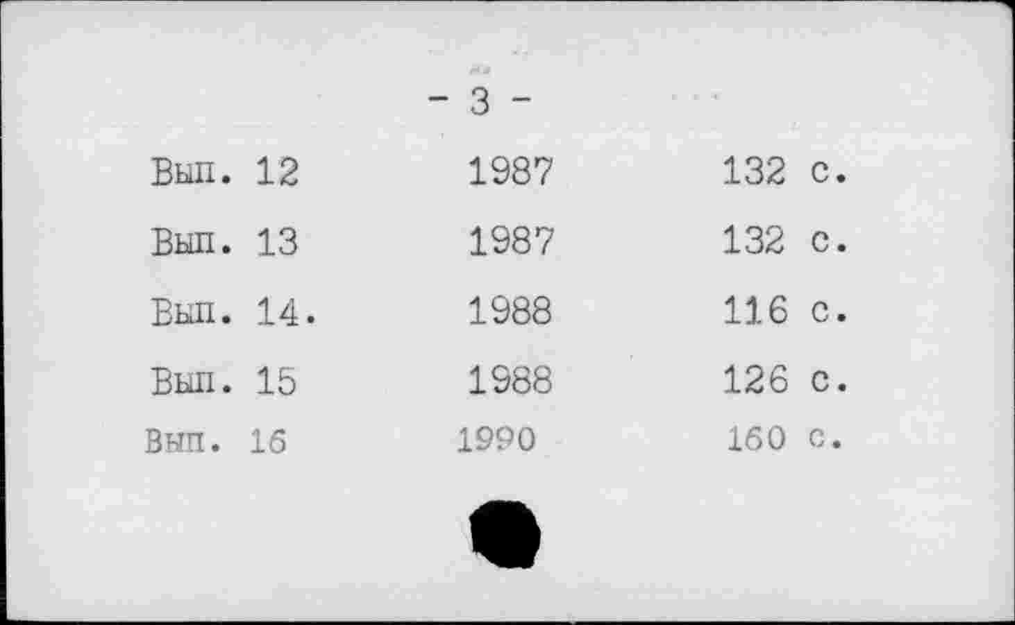 ﻿Вып. 12
Вып. 13
Вып. 14.
Вып. 15
Вып. 16
- з -
1987
1987
1988
1988
1990
132 с.
132 с.
116 с.
126 с.
160 с.